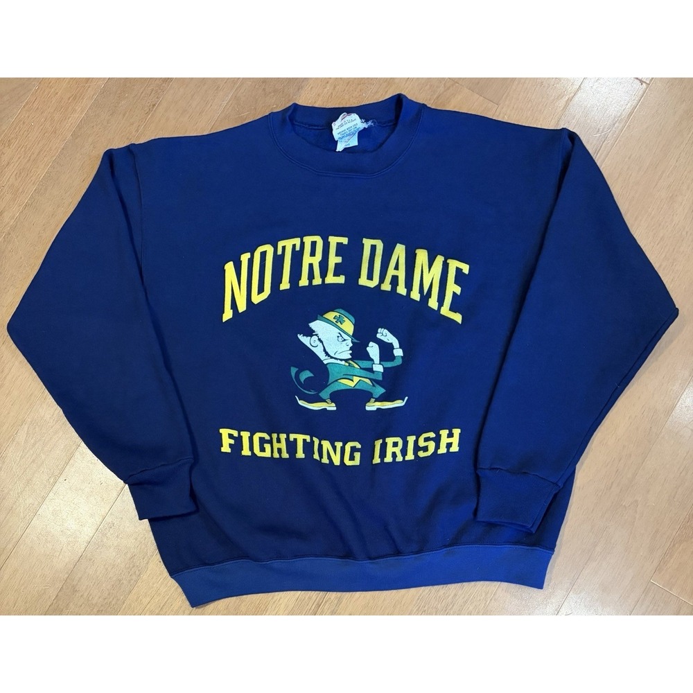 Vintage Notre Dame Fighting Irish Sweatshirt Mens XL Blue Crewneck Nutmeg USA
